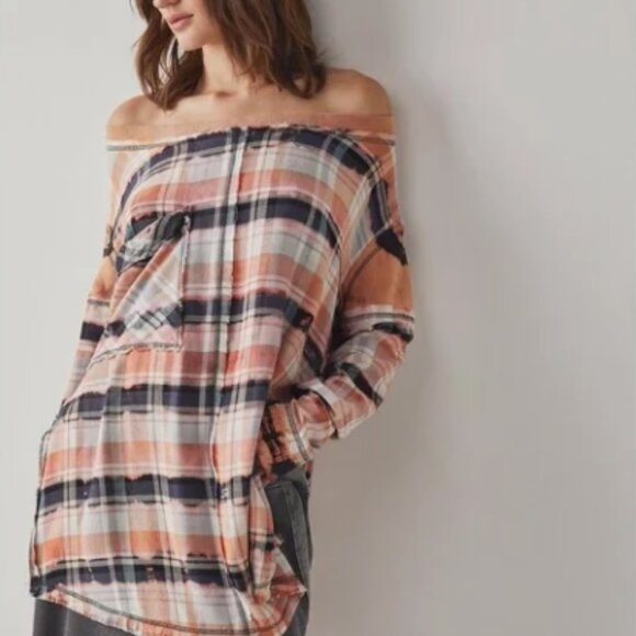 FREE PEOPLE INTIMATELY FRESH IN FLANNEL SHIRT - Picture 1 of 10